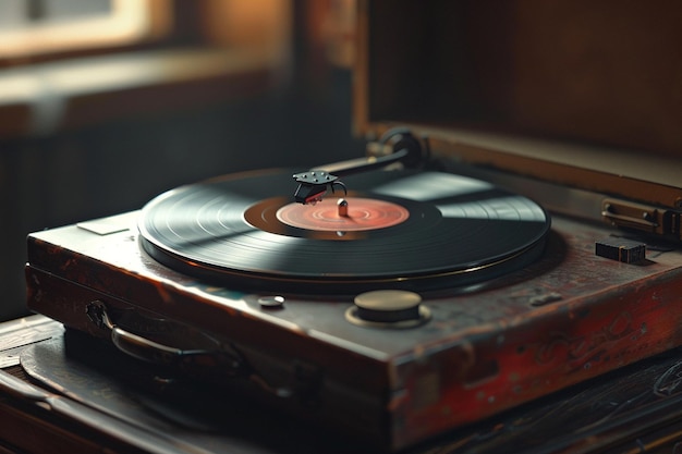 A vintage record player spinning old classics