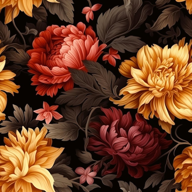 Vintage red floral pattern background