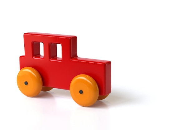 Vintage Red Toy Car Isolated on White Background