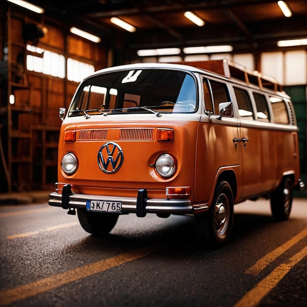 Vintage retro bestelwagen voor het vervoer van passagiers of goederen