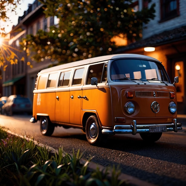 Vintage retro bestelwagen voor het vervoer van passagiers of goederen