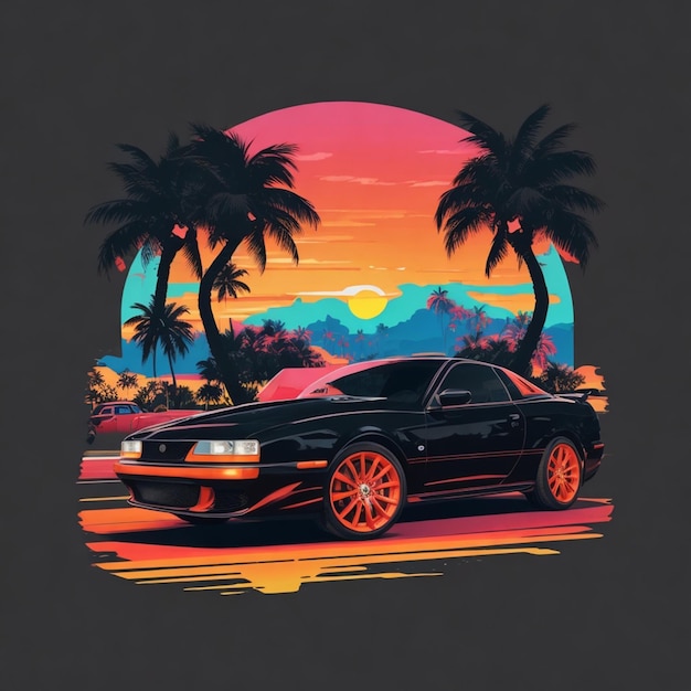 A vintage retro car summer t shirt design