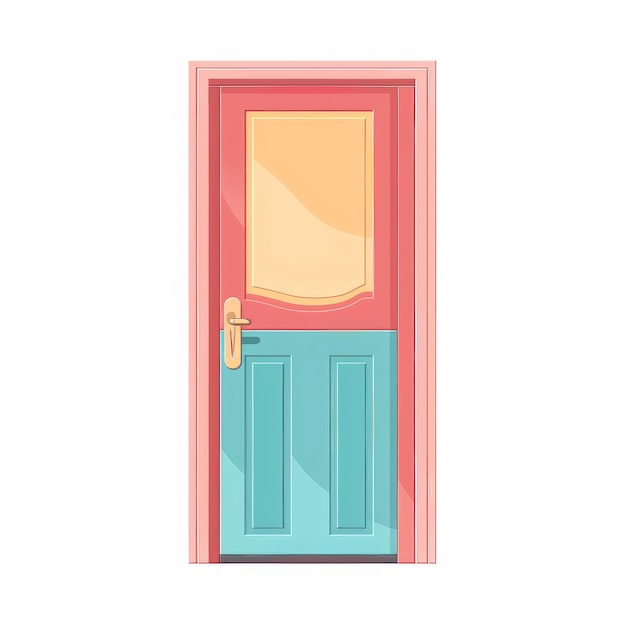 Vintage Retro Cartoon Door In Groovy Lofi Style