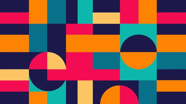 Vintage retro design kleurrijke digitale kunst met levendige kleuren geometrische vormen en abstracte pat