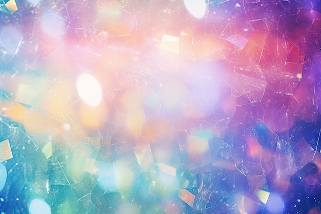 Vintage retro design with blurred glow and prism colors on a holographic abstract background