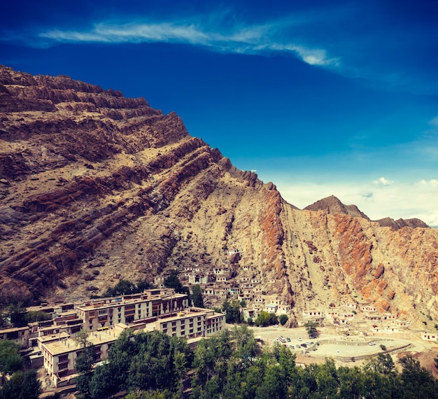 Vintage retro effect filtered hipster style travel image of Hemis gompa Tibetan Buddhist monastery Ladakh Jammu and Kashmir India