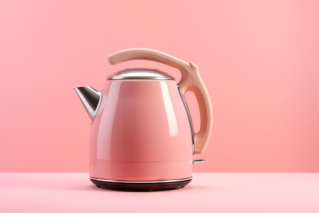 Vintage retro electric kettle on pink background representing lifestyle and design