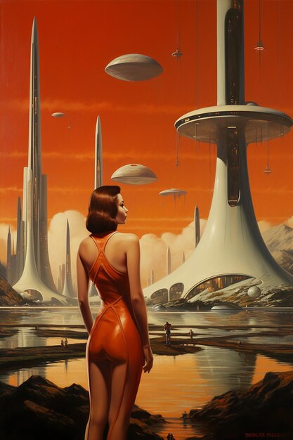 Vintage retro futuristic art creative design