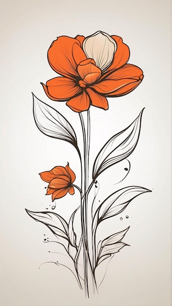 사진 빈티지 레트로 손으로 그린 꽃 패턴 평평한 디자인 간단한 꽃 윤