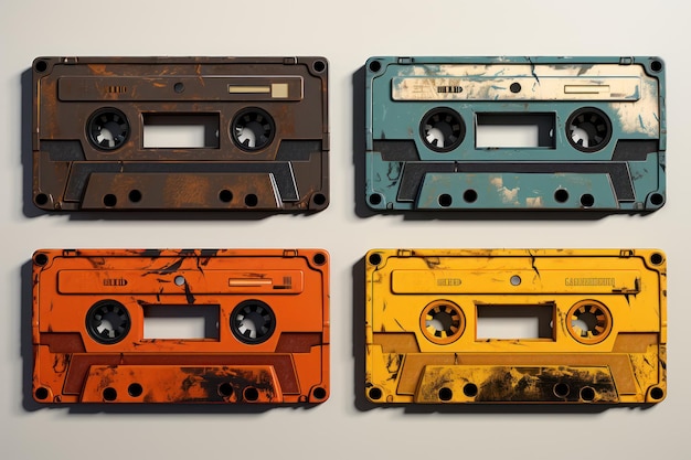 vintage retro klassieke cassettes ingesteld op een witte achtergrond