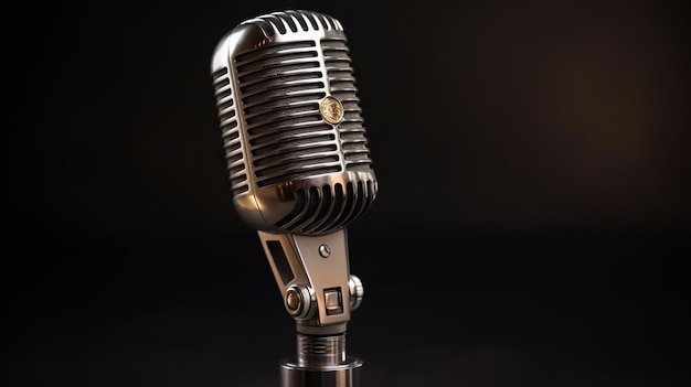 Vintage Retro Microphone for Live Podcasts and Broadcasts