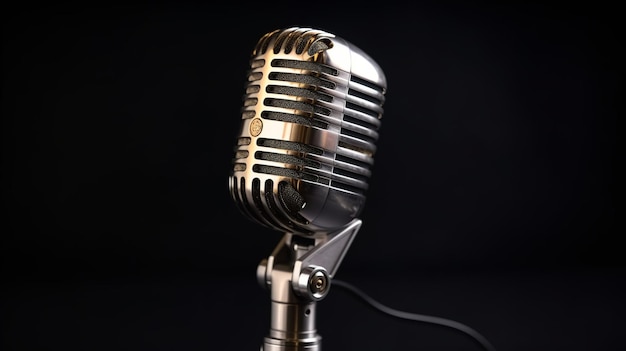 Vintage Retro Microphone for Live Podcasts and Broadcasts