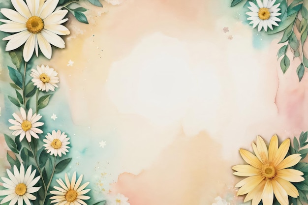 Vintage retro paper background with daisy flowers