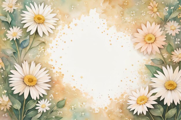 Photo vintage retro paper background with daisy flowers