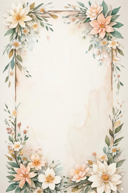 Vintage retro paper background with white flowers