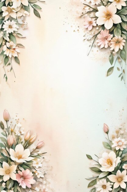 Photo vintage retro paper background with white flowers