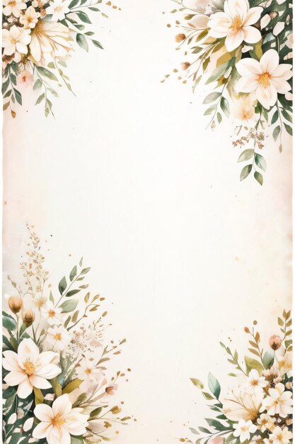 Photo vintage retro paper background with white flowers