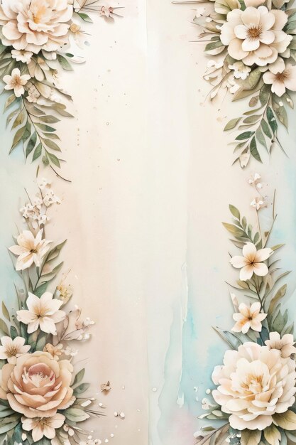 Vintage retro paper background with white flowers