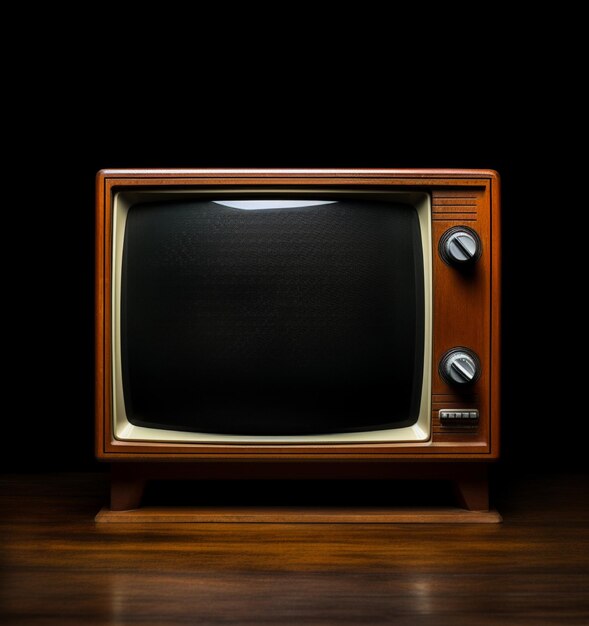 Photo vintage retro tv on black background