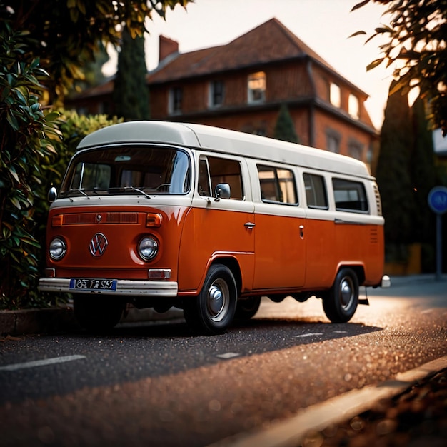 Vintage retro van road transport vehicle for passengers or cargo