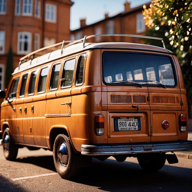 Vintage retro van road transport vehicle for passengers or cargo