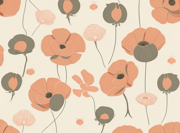 Photo vintage revival with poppy texture design and old geometric patterns