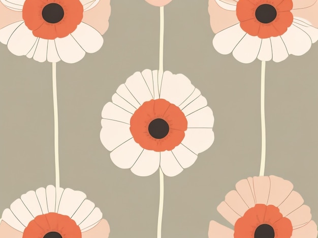 Photo vintage revival with poppy texture design and old geometric patterns