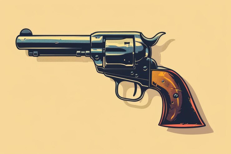 Foto vintage revolver flat icon wild west handgeweer retro weapon cowboy gun