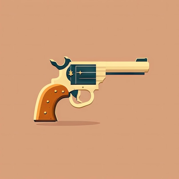 Vintage Revolver Flat Icon Wild West Handgun Retro Weapon Cowboy Gun AI Generative Content