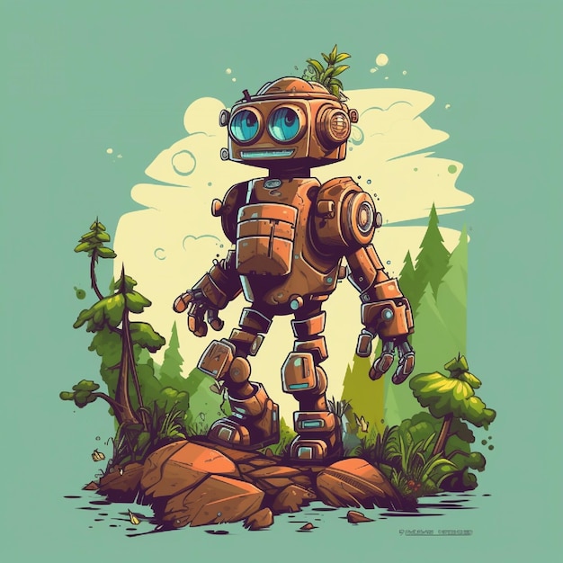 Vintage robot in het bos