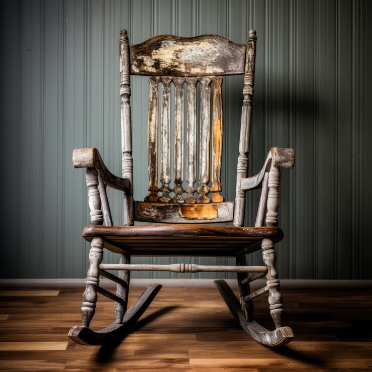 Photo vintage rocking chair with rustic charm and natural grain
