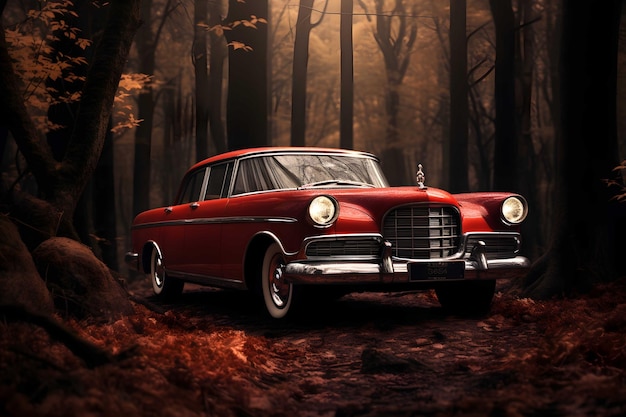 Foto vintage rode auto op de weg
