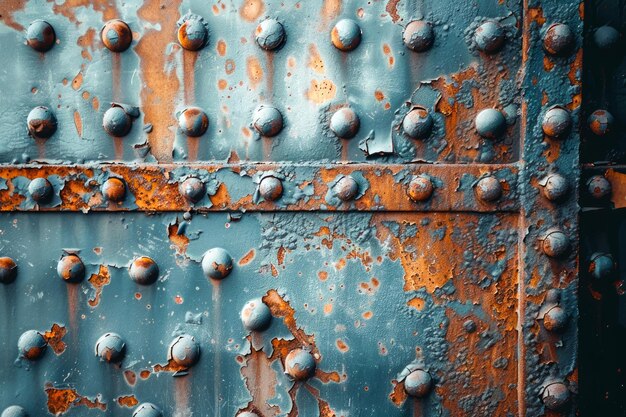 Vintage roestige metalen deur met rivet Details textureerde historische industriële ijzerwerk achtergrond