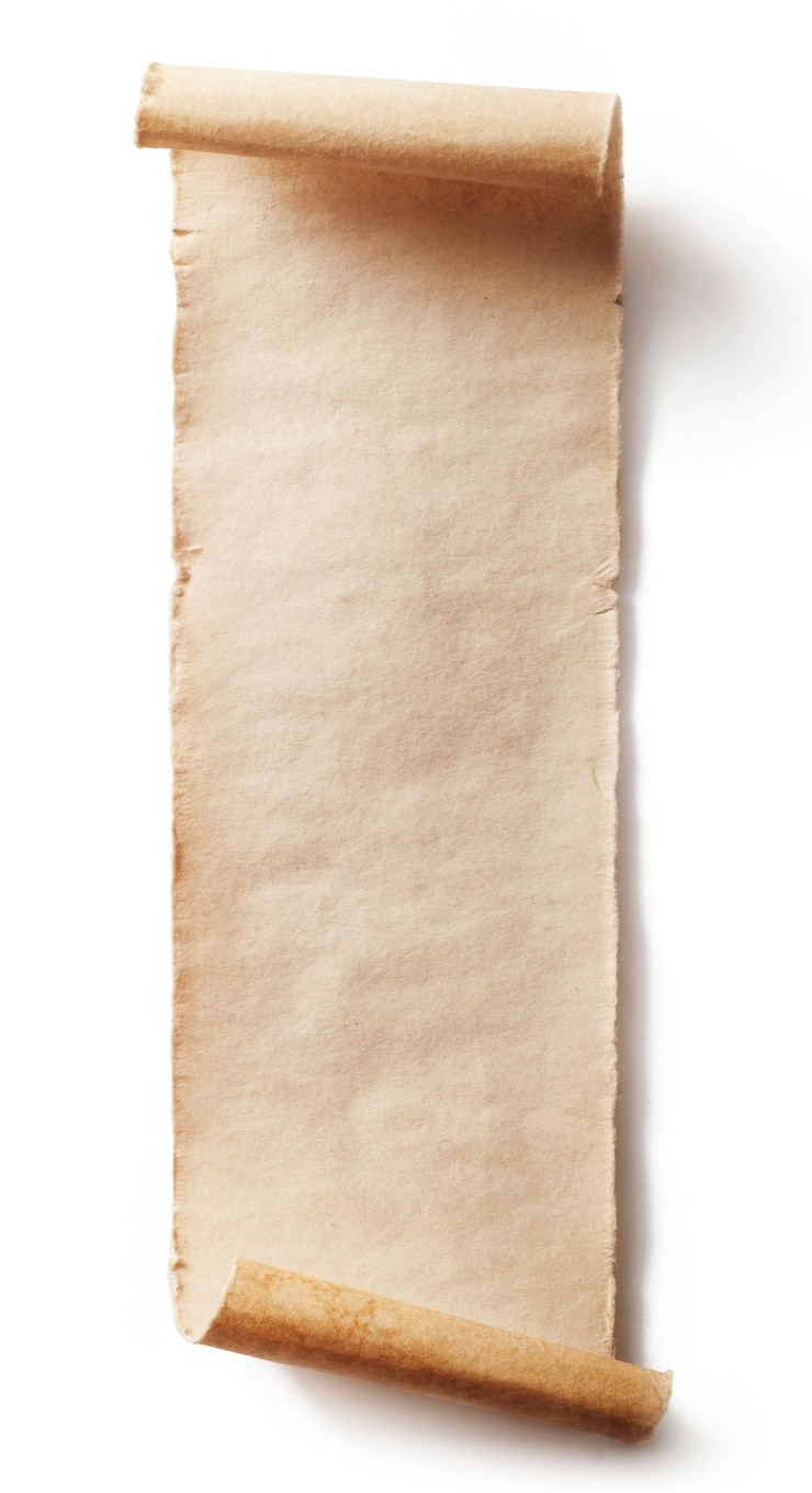 Photo vintage roll of parchment background isolated