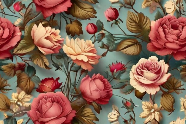 Photo vintage romance seamless pattern