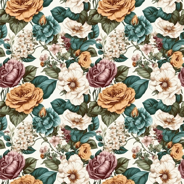 Vintage roses seamless pattern