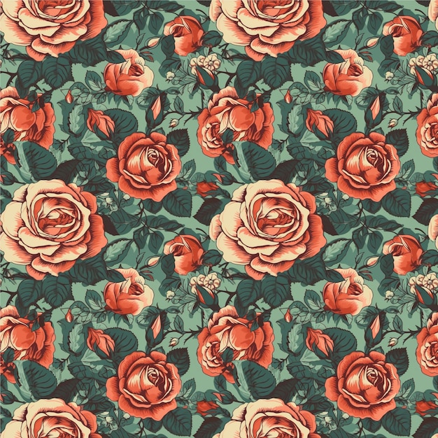 Vintage roses seamless pattern