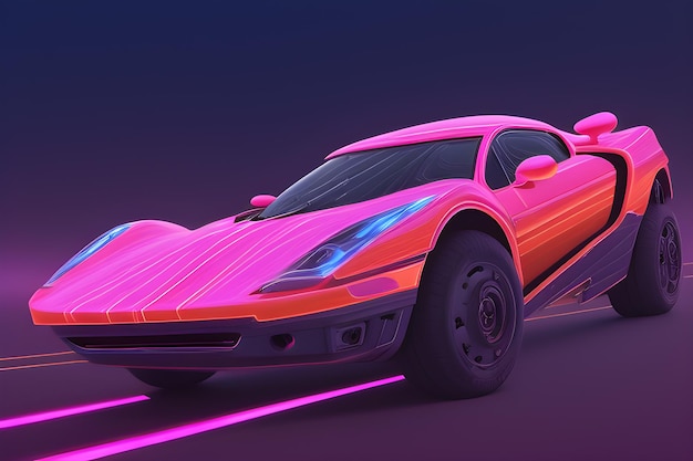 Vintage roze auto retro futuristisch ai generatief