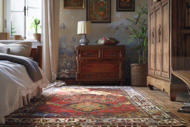 Photo vintage rugs for a touch of nostalgia in the bedro