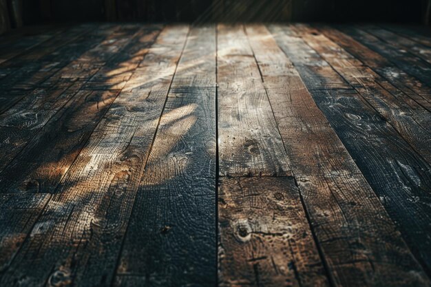 Foto interni rurali vintage con pavimento in legno scuro e luce debole