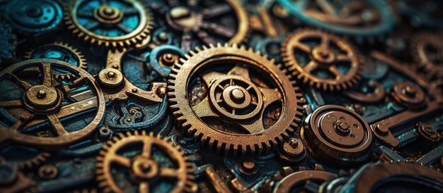 Vintage rusty Machinery gears steampunk background