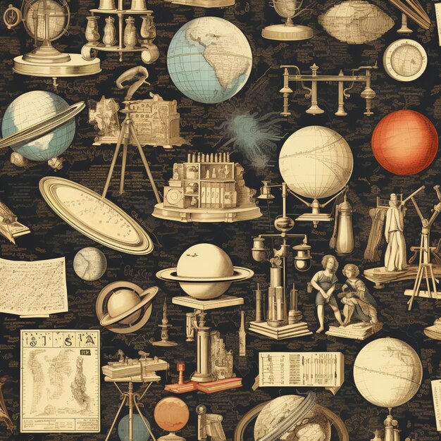 Photo vintage science education wallpaper nostalgic discovery generative ai