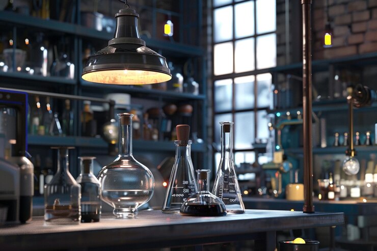 Photo vintage science laboratory and beaker decor octane
