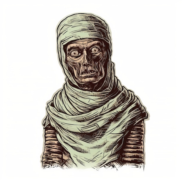 Vintage Scifi Mummy Illustration In Tim Doyle Style