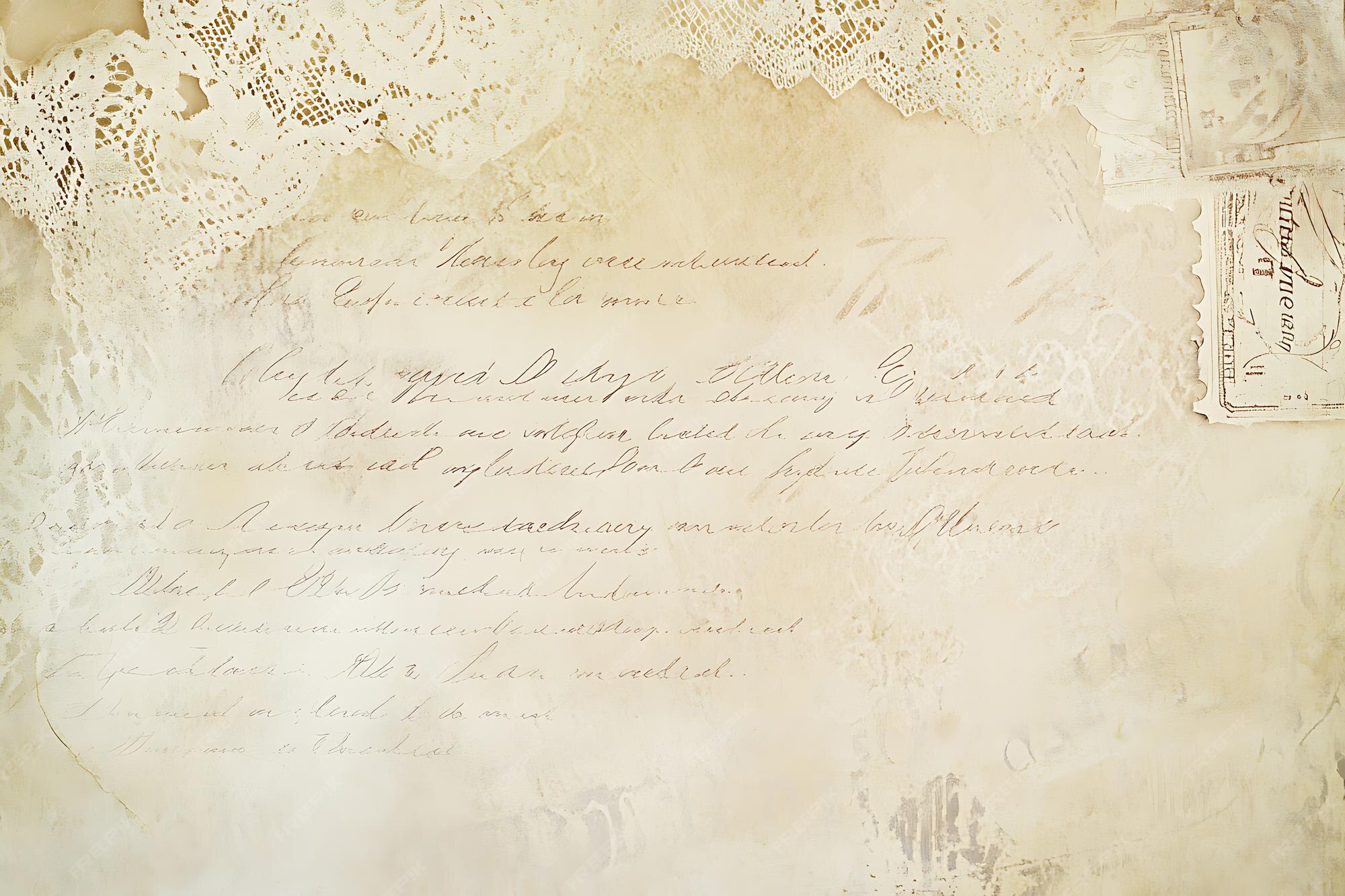 Vintage Script Background with Lace and Stamps | Premium AI-generated image