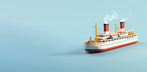 Фото Старый морской пароход в игрушечном 3d-стиле
