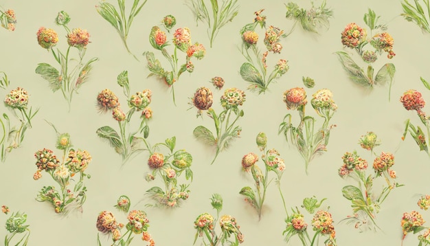 Photo vintage seamless flowers pattern