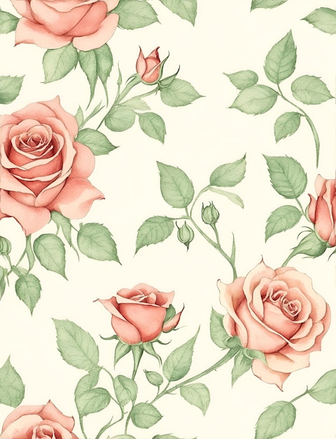 Vintage seamless pattern of a rose