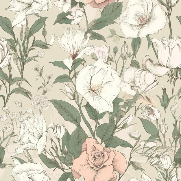 Vintage Silk Embroidery Floral Textile Digital Paper generate ai