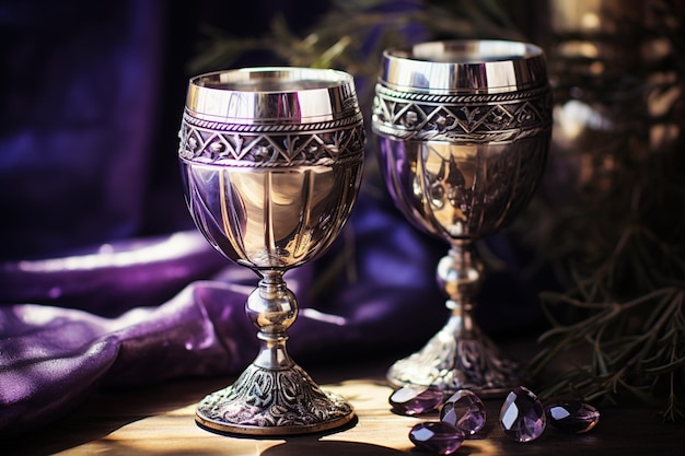 vintage silver goblets